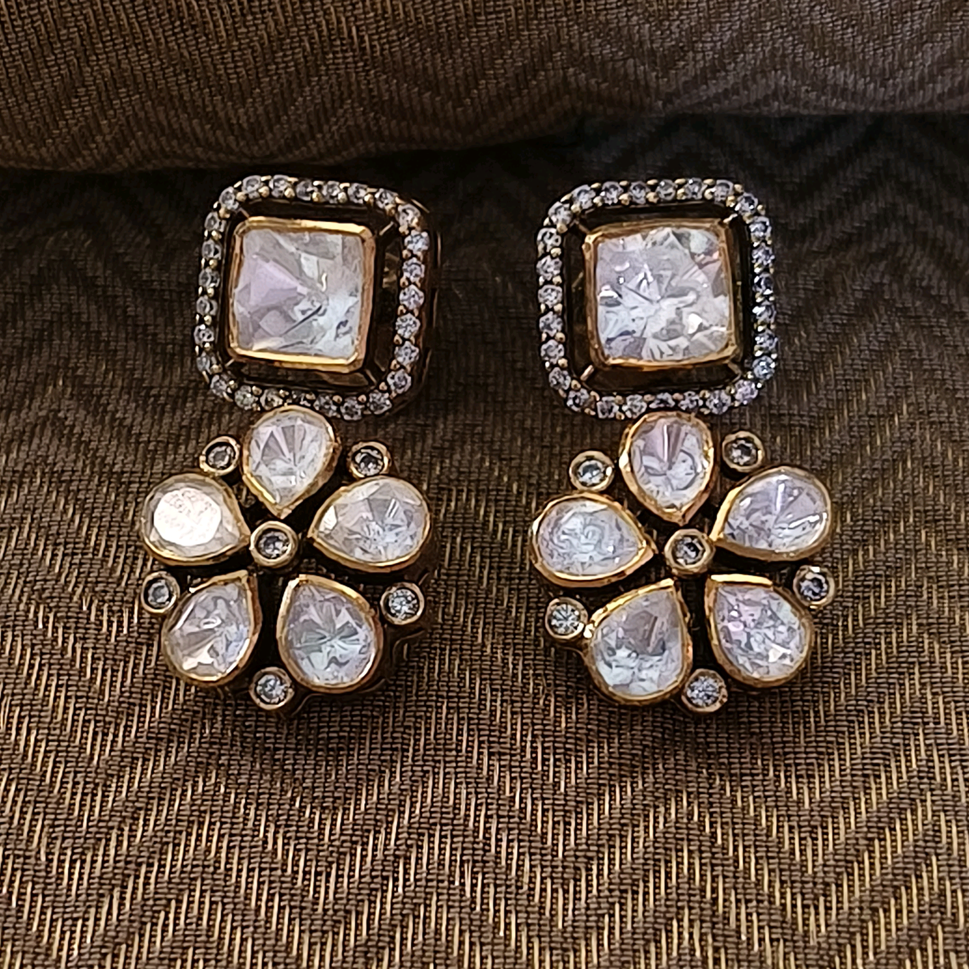 Nayaab Moissanite Flower Studs